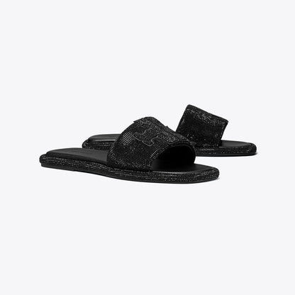 Tory Burch Pav Double T Sport Slide PERFECT BLACK / JET