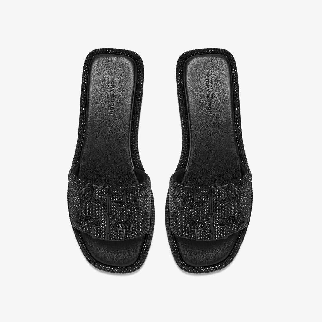 Tory Burch Pav Double T Sport Slide PERFECT BLACK / JET