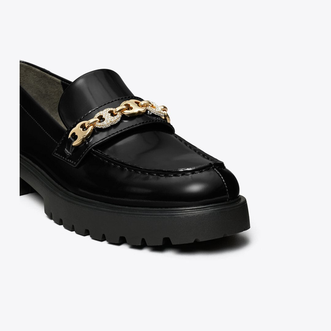 Tory Burch Pav Gemini Link Lug Loafer PERFECT BLACK / GOLD