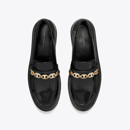 Tory Burch Pav Gemini Link Lug Loafer PERFECT BLACK / GOLD