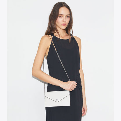 Tory Burch Pebble Envelope Chain Wallet Light Titanium