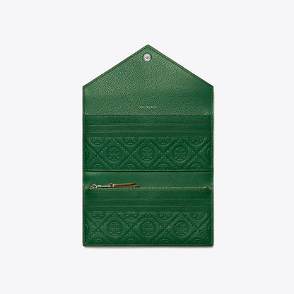 Tory Burch Pebble Envelope Long Wallet Dark Kale