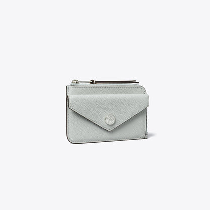 Tory Burch Pebble Envelope Zip Card Case Light Titanium