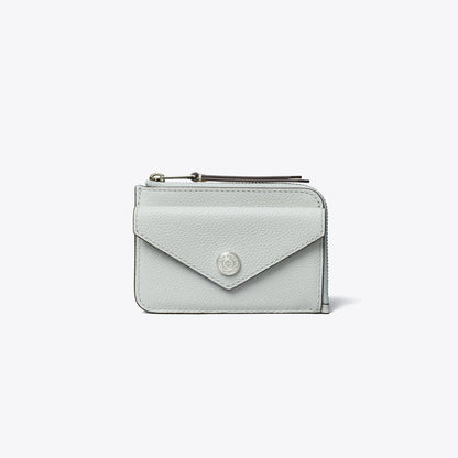 Tory Burch Pebble Envelope Zip Card Case Light Titanium