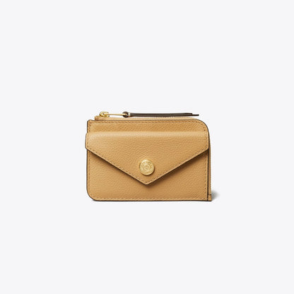 Tory Burch Pebble Envelope Zip Card Case Biscotti