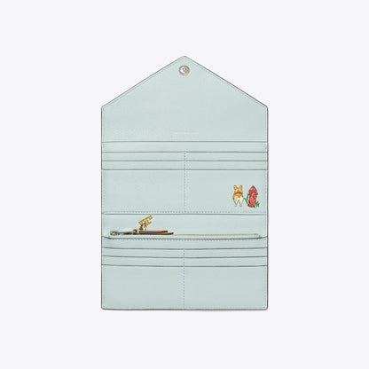Tory Burch Pebbled Envelope Wallet Sea