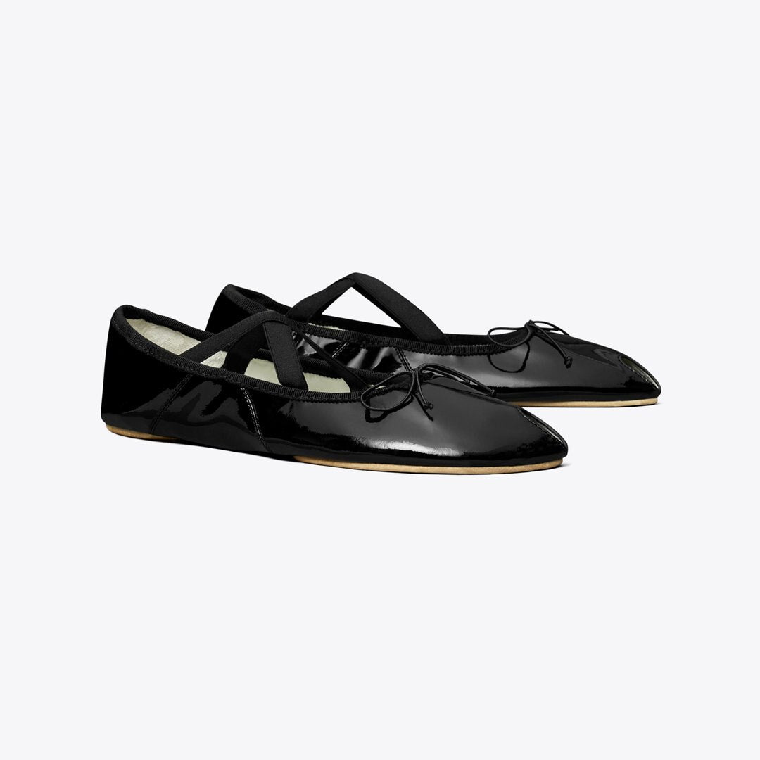 Tory Burch Peep-Toe Mary Jane Ballet PERFECT BLACK