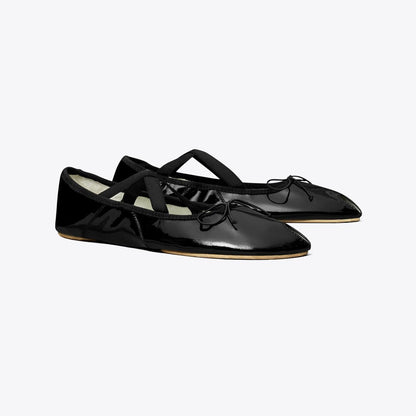 Tory Burch Peep-Toe Mary Jane Ballet PERFECT BLACK