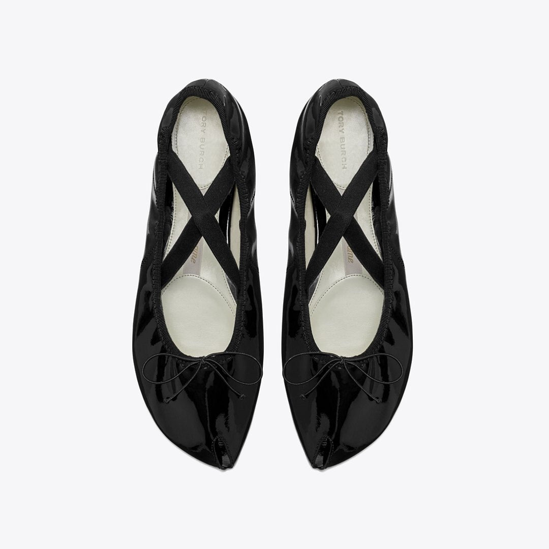 Tory Burch Peep-Toe Mary Jane Ballet PERFECT BLACK