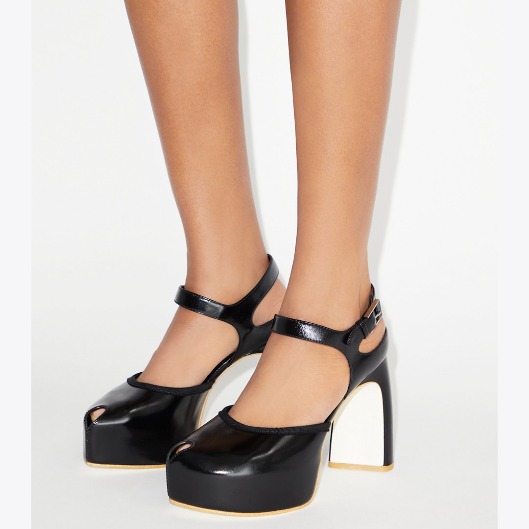 Tory Burch Peep-Toe Platform Sandal PERFECT BLACK