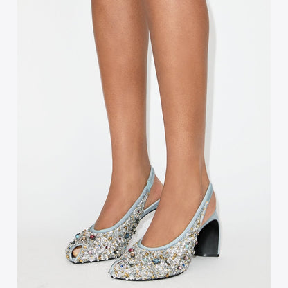 Tory Burch Peep-Toe Slingback Pump MULTI STONE