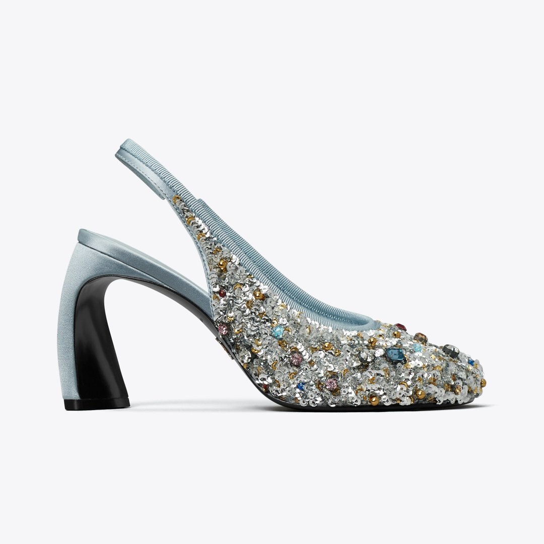 Tory Burch Peep-Toe Slingback Pump MULTI STONE