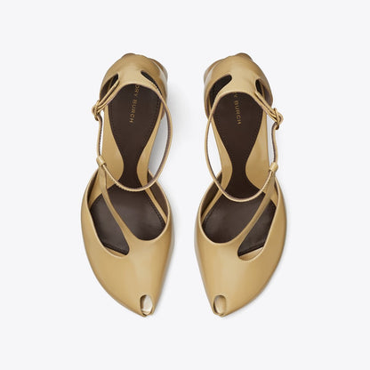 Tory Burch Peep-Toe T-Strap Heeled Sandal WARM NUTMEG