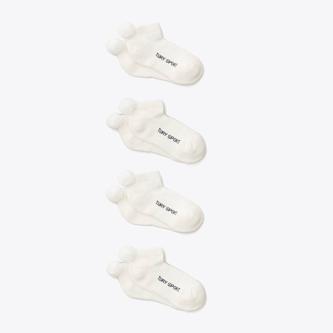 Tory Burch Performance Compression Pom-Pom Socks, 4-Pack Snow White