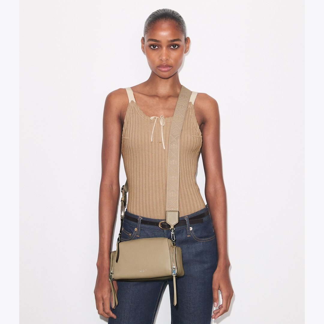 Tory Burch Perry Voyager Crossbody Bag Soft Cement