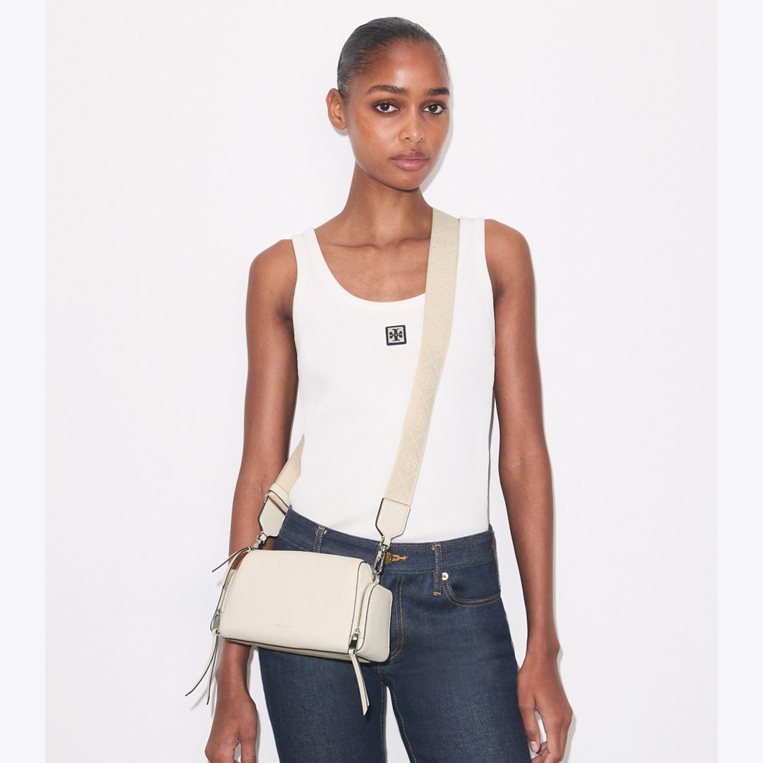 Tory Burch Perry Voyager Crossbody Bag Light Cream