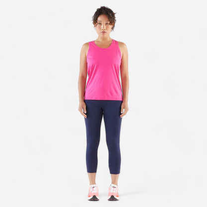 Kiprun Women's Cropped Running Leggings Breathable - Kiprun Run 500 Comfort - Black