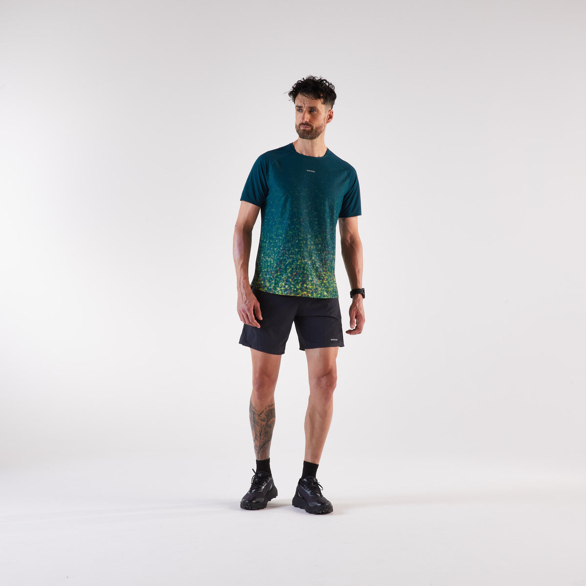 Kiprun Men's Trail Running T-Shirt, Kiprun Run 500 Grey / Black
