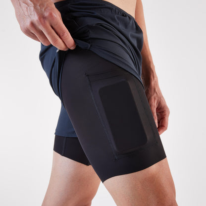 Kiprun Flow Men’s 2-in-1 Running Shorts - Blue