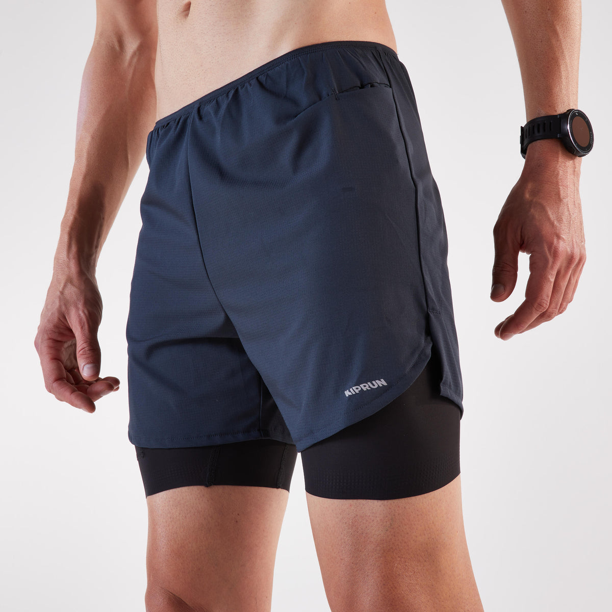 Kiprun Flow Men’s 2-in-1 Running Shorts - Blue
