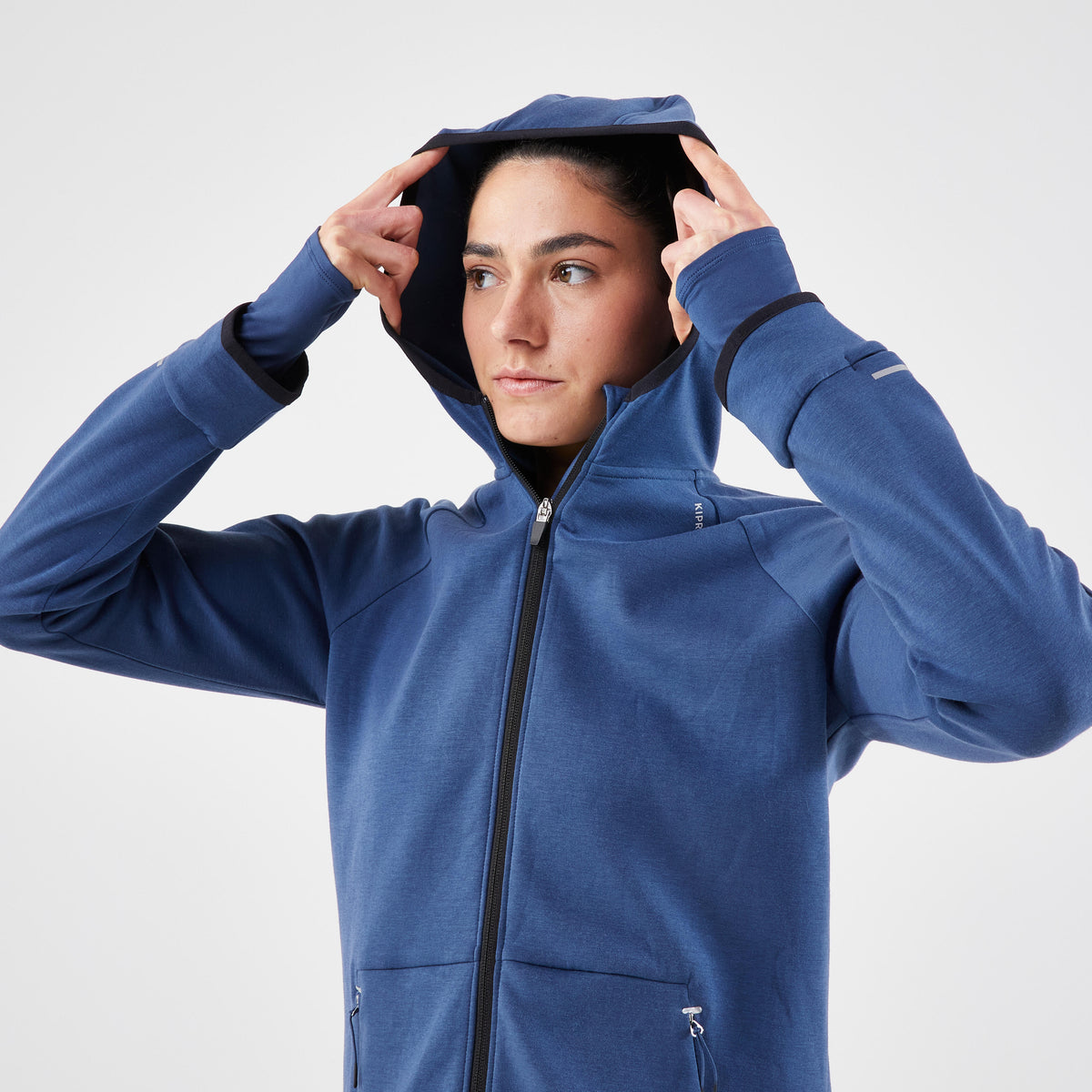 Kiprun Women's Warm Running Jacket - Kiprun Run 500 Warm - Abyss Blue