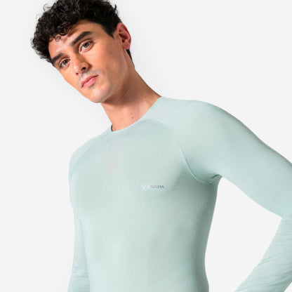 Kiprun Men's Long-Sleeved Slim Running T-Shirt Kiprun Run 500 Seamless Green