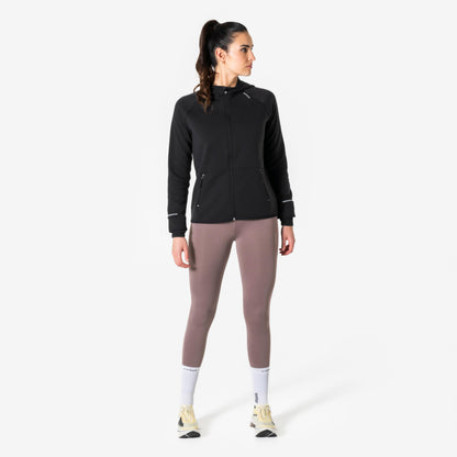 Kiprun Run 500 Warm Women's Running Long-Sleeved T-Shirt 1 / 2 Zip - Black