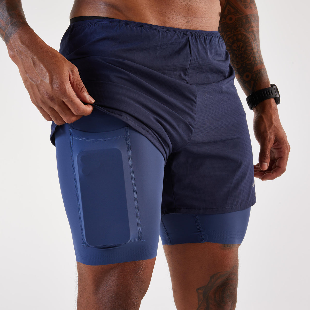 Kiprun Men's 2 in 1 Running Shorts, Kiprun Run 500 Comfort Black