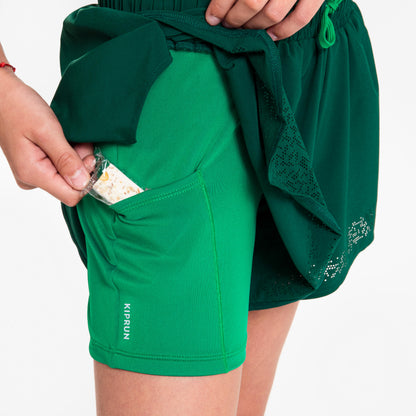 Kiprun Breathable 2-in-1 Running Shorts for Girls - Kiprun Dry+ 900 Black Purple
