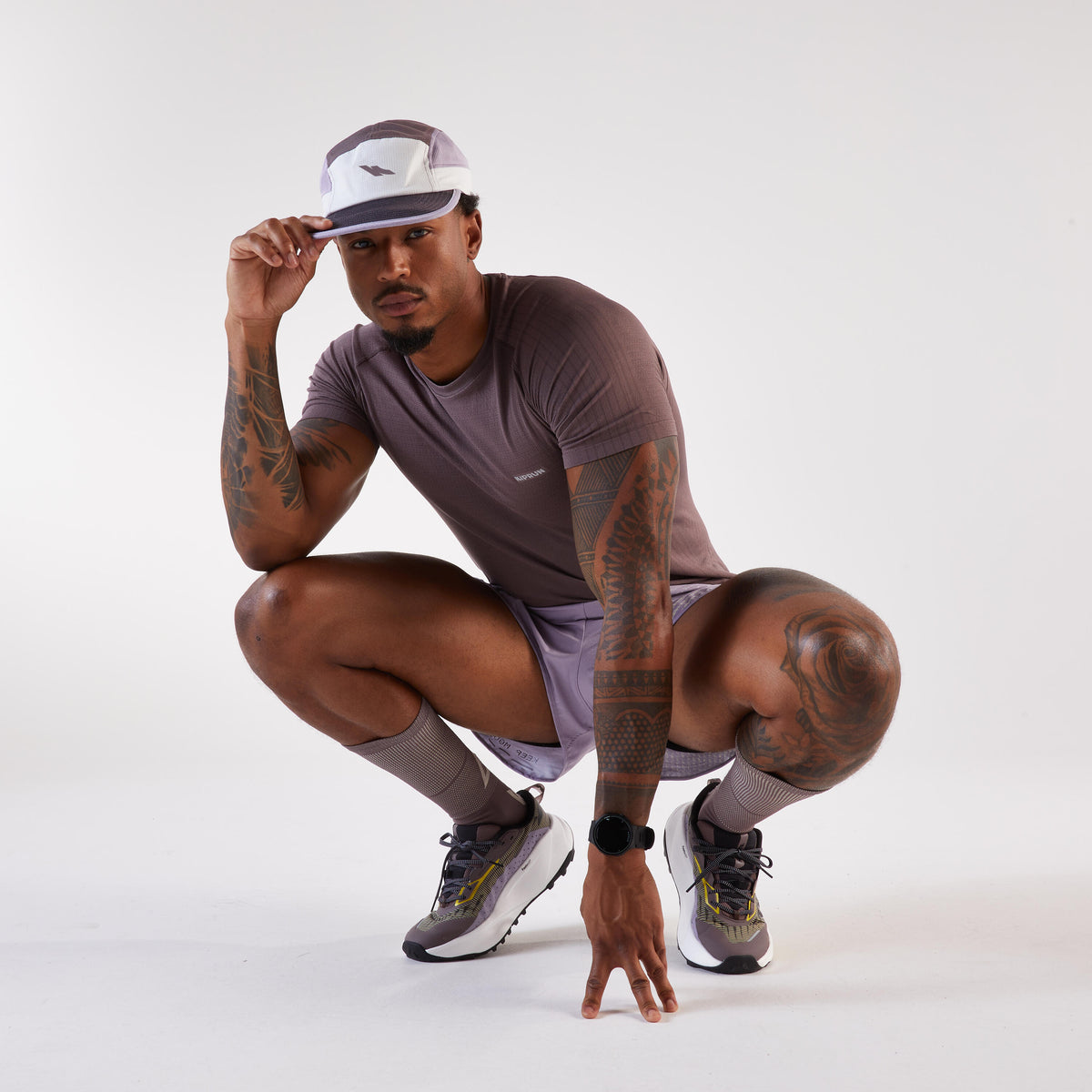 Kiprun Men's and Women's Running Cap, Kiprun Purple and Yellow