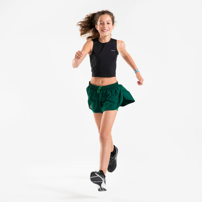 Kiprun Breathable 2-in-1 Running Shorts for Girls - Kiprun Dry+ 900 Green
