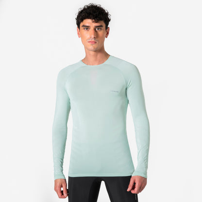 Kiprun Men's Long-Sleeved Slim Running T-Shirt Kiprun Run 500 Seamless Green