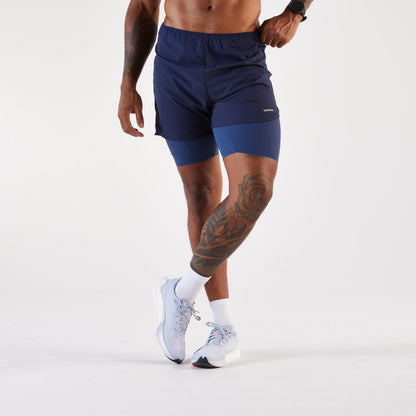 Kiprun Men's 2 in 1 Running Shorts, Kiprun Run 500 Comfort Black