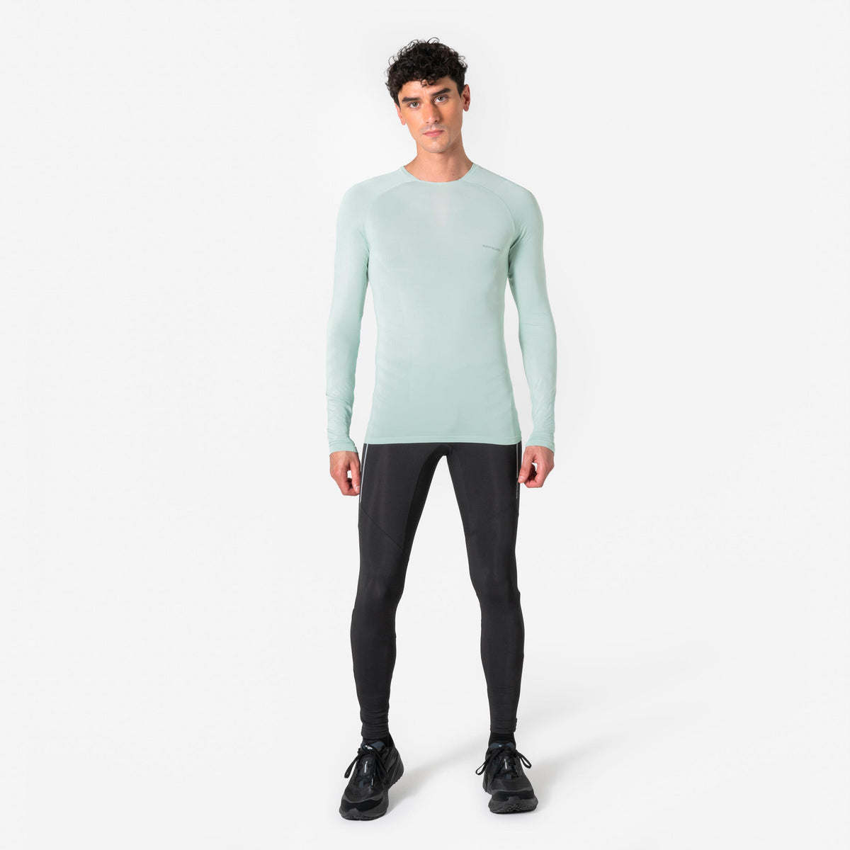 Kiprun Men's Long-Sleeved Slim Running T-Shirt Kiprun Run 500 Seamless Green