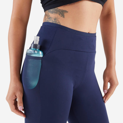 Kiprun Women's Cropped Running Leggings Breathable - Kiprun Run 500 Comfort - Navy Blue