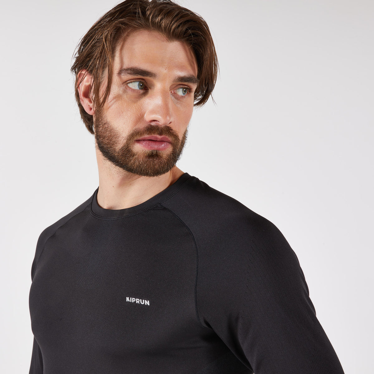 Kiprun Run 500 Warm Men's Long-Sleeved Zipped T-Shirt - Black
