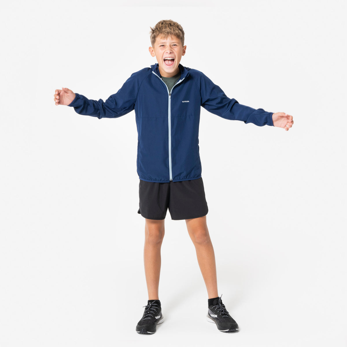Kids' Kiprun Skincare Long-Sleeved Running T-Shirt - Navy Grey