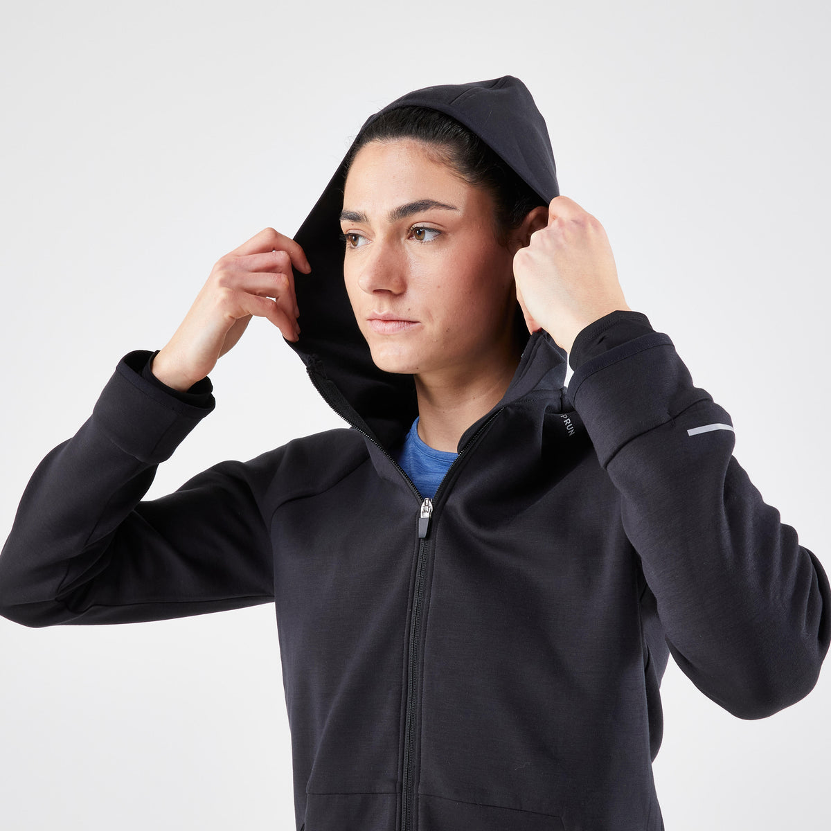 Kiprun Run 500 Warm Women's Running Long-Sleeved T-Shirt 1 / 2 Zip - Black