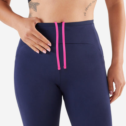 Kiprun Women's Cropped Running Leggings Breathable - Kiprun Run 500 Comfort - Navy Blue