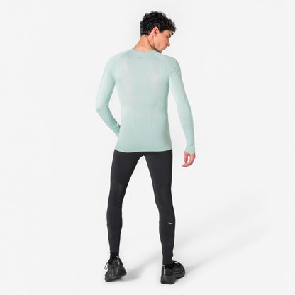 Kiprun Men's Long-Sleeved Slim Running T-Shirt Kiprun Run 500 Seamless Green