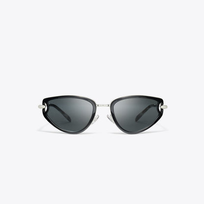 Tory Burch Pierced Cat-Eye Sunglasses BLACK/DARK GREY