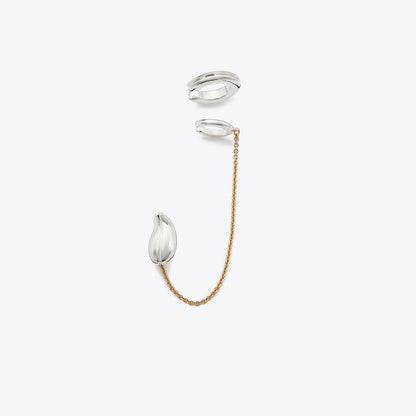 Tory Burch Pierced Chain Ear Cuff Light Brass / Light Silver