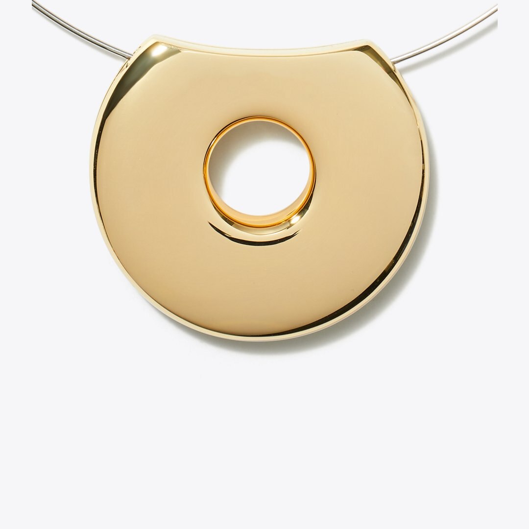 Tory Burch Pierced Collar Necklace Light Brass / Light Silver