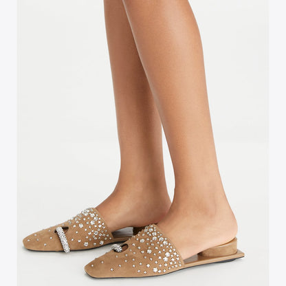 Tory Burch Pierced Crystal Mule RIVER ROCK / CRYSTAL