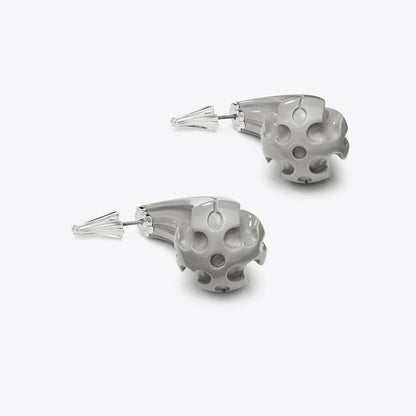 Tory Burch Pierced Front-Back Earrings Light Silver / Gray