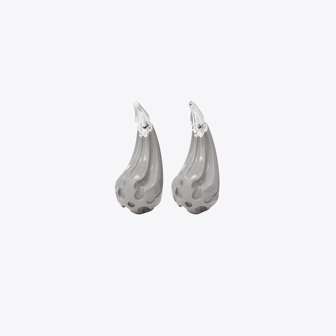 Tory Burch Pierced Front-Back Earrings Light Silver / Gray