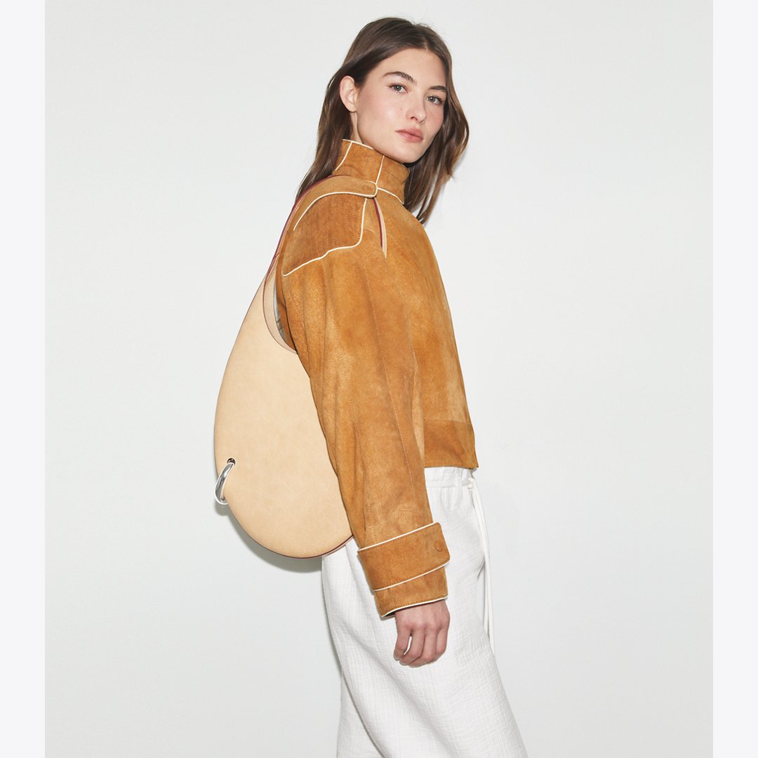 Tory Burch Pierced Handbag Smoky Tan