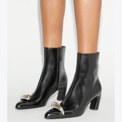 Tory Burch Pierced Heeled Ankle Boot PERFECT BLACK / SILVER
