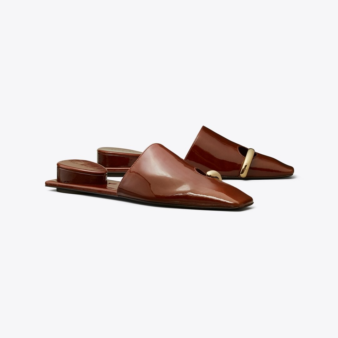 Tory Burch Pierced Mule RUSSET BROWN / GOLD