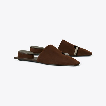 Tory Burch Pierced Mule DARK COCOA / SILVER
